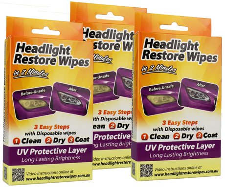 3 x Headlight Restore Wipes Kits