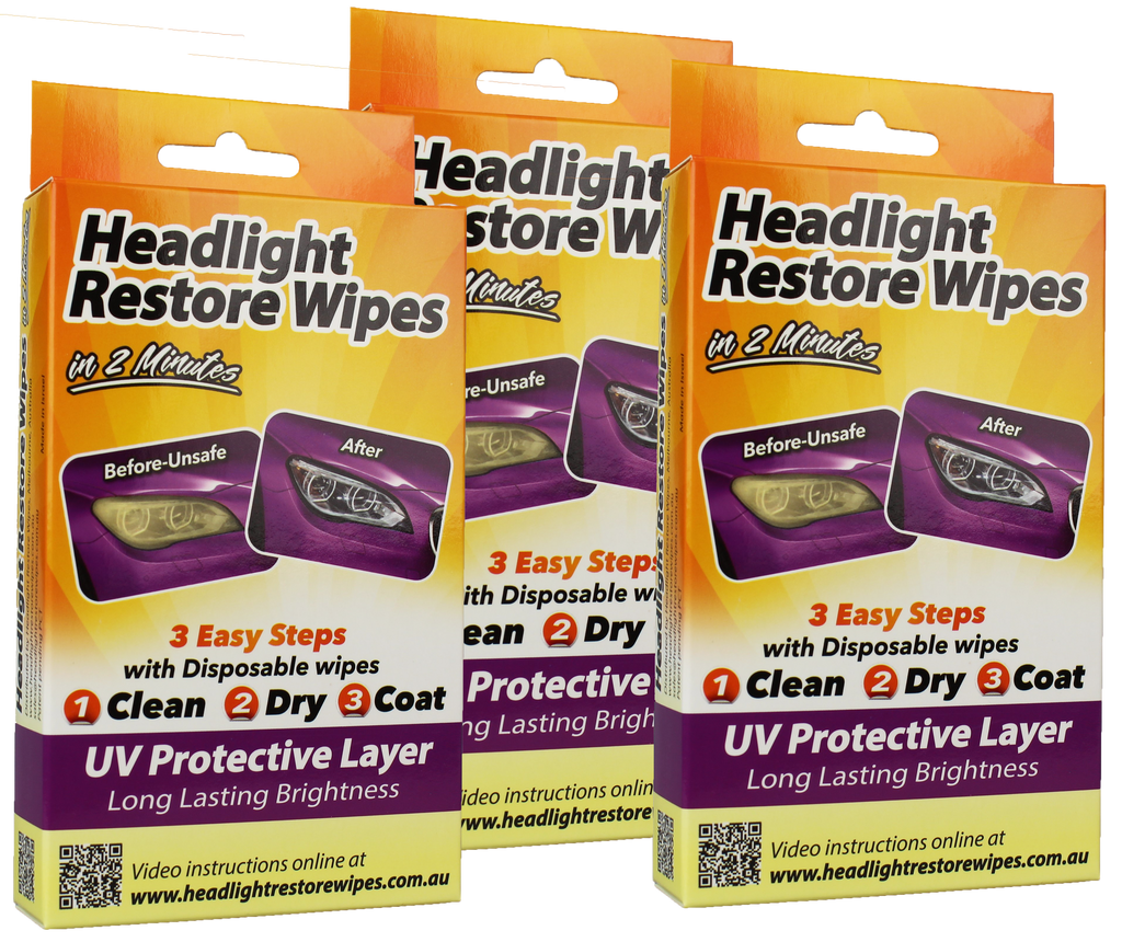 3 x Headlight Restore Wipes Kits
